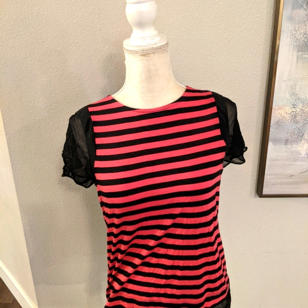 Ella Moss Pink Black Striped Top